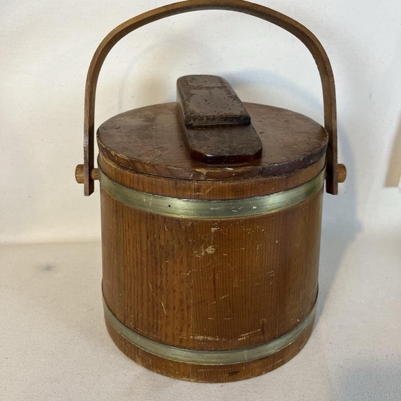 Other - Antique/Vintage Wooden Brass Banded Shoe Shine Bucket Firkin Shaker Style